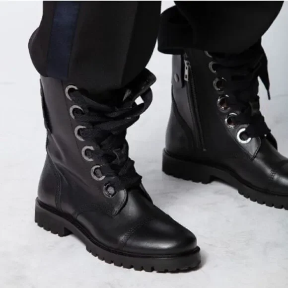 Zadig & Voltaire Joe Lug Sole Leather Combat Boot NIB 37 - Picture 4 of 14